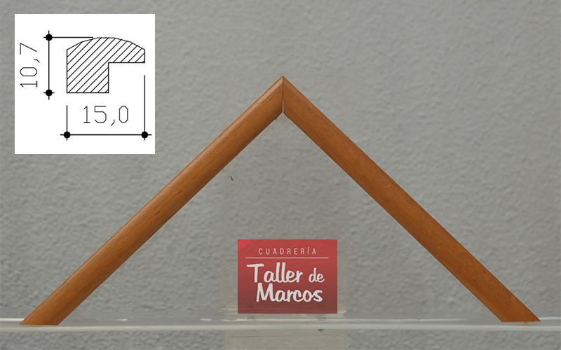 N 6 roble – vista frontal y corte